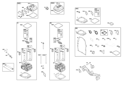 Cylinder Head Group Diagram and Parts List for 356447-0711-G1 200000 - 399999 Briggs and Stratton Engine
